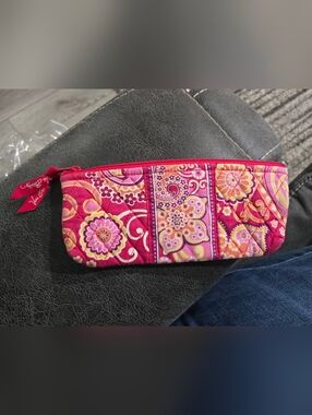 Vera Bradley Raspberry Fizz Brush And Pencil Case Makeup School Supplies